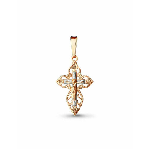 Крестик Amarin Jewelry, красное золото, 375 проба, золотистый
