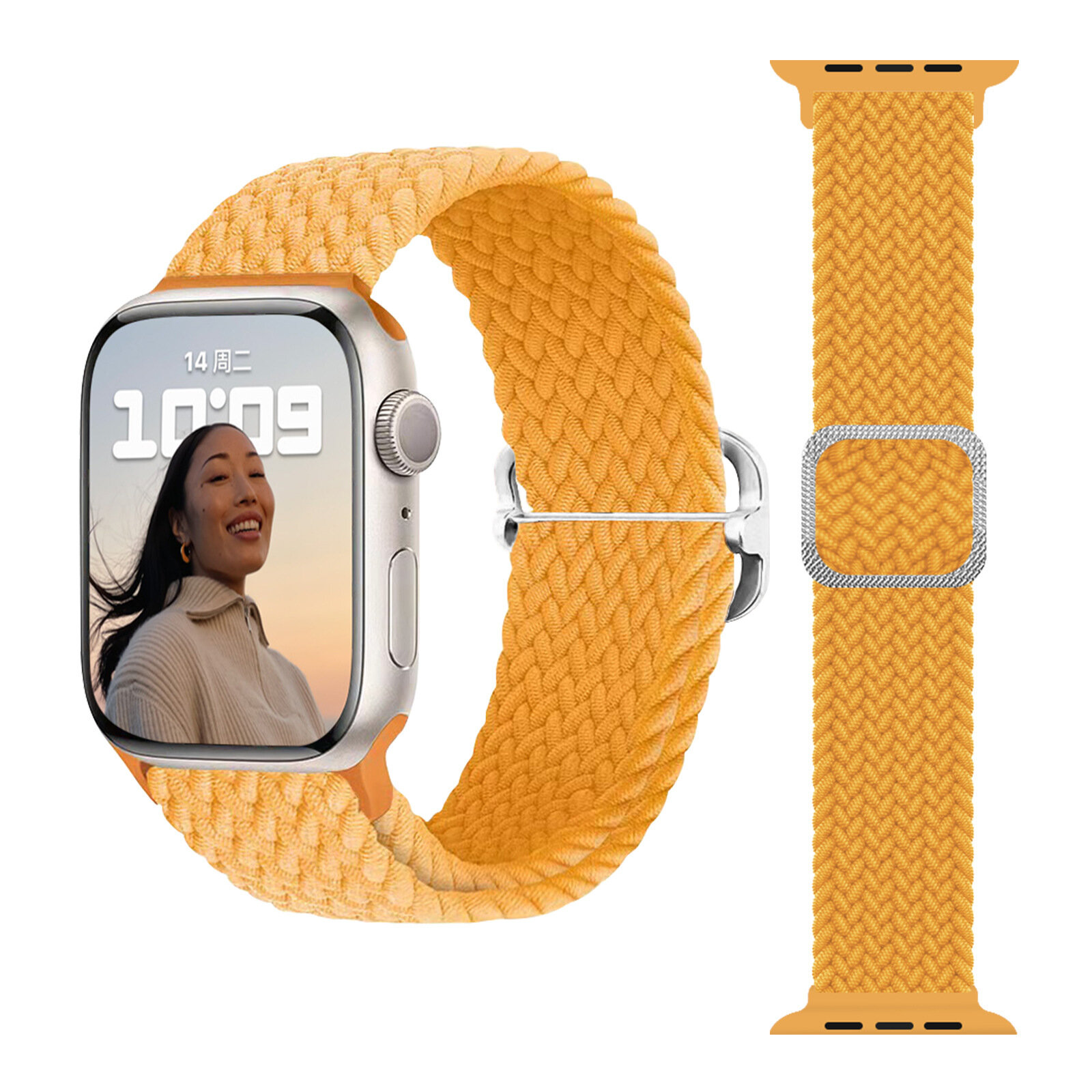 Ремешок плетеный для часов Apple Watch Series 1-10 и Ultra 42/44/45/49 мм, X9 Pro2 / X9+ Ultra2, 28 желтый