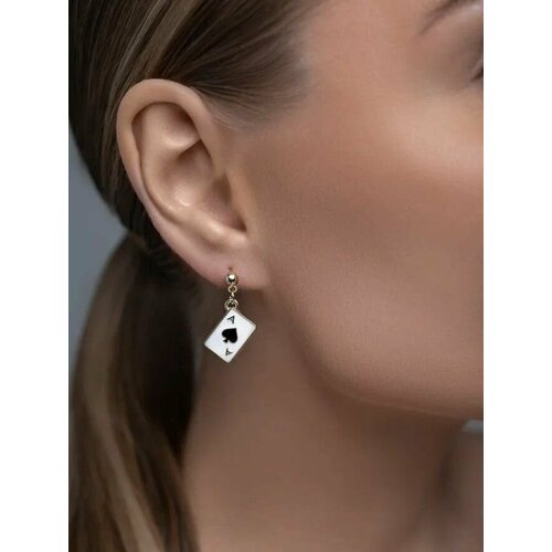 Серьги пусеты, красный/черный