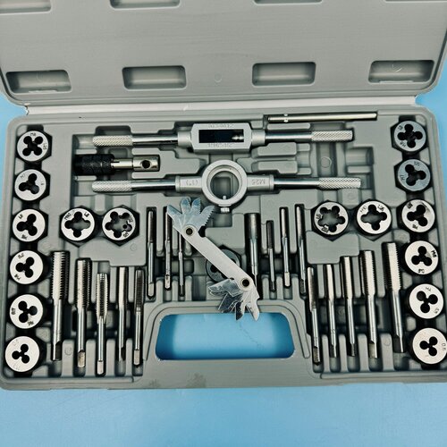 Изображение товара Набор метчиков и плашек 40 предметов М3–М12 + дюймовая резьба в кейсе с воротками