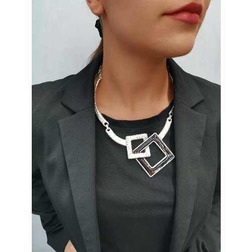 Колье, эмаль, длина 45 см, серебристый