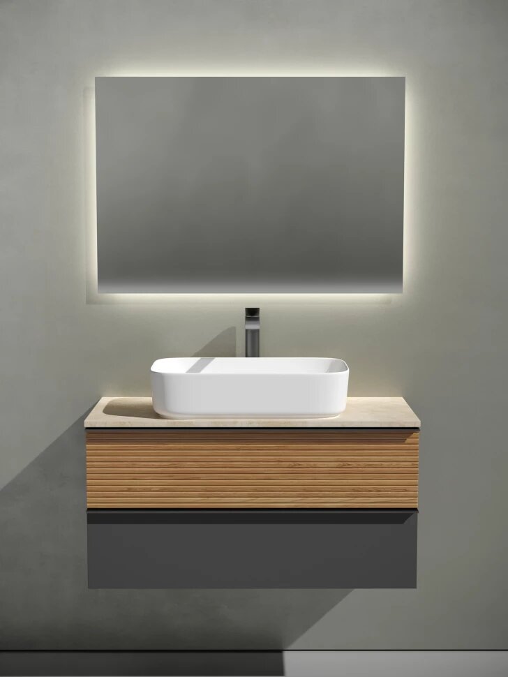 Комплект мебели Sancos Delta DL100GR + TT100A2X + CN5021 + SQ1000 100 см, подвесной, дуб красный/графит матовый
