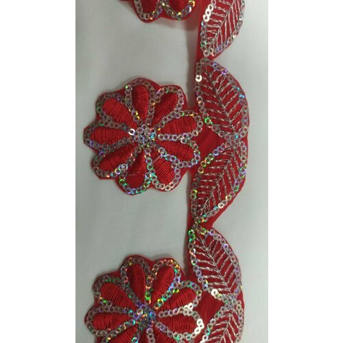 Тесьма клеевая с пайетками и люрексом для рукоделия и творчества ширина 70мм длина 3м 900₽