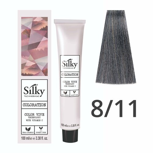 фото Краска для волос профессиональная silky color vive/ultralift 8/11 светлый русый пепельный интенсивный, 100 мл