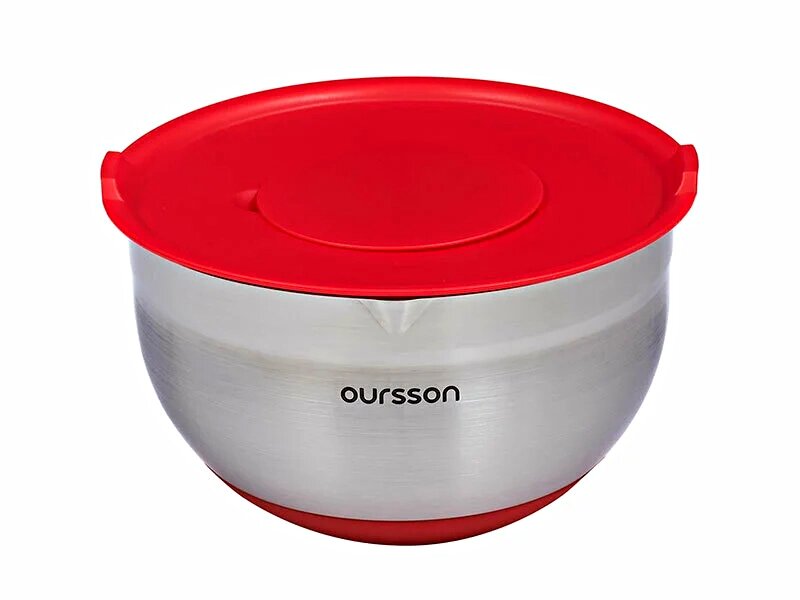 Миска для смешивания Oursson BS4002RS/RD, с крышкой, красная, 24см