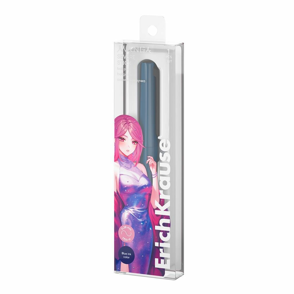 Ручка шариковая Erich Krause "Severe Stick Manga Super Glide Technology" синяя 0.7мм, трехгранный корпус, пэт-бокс