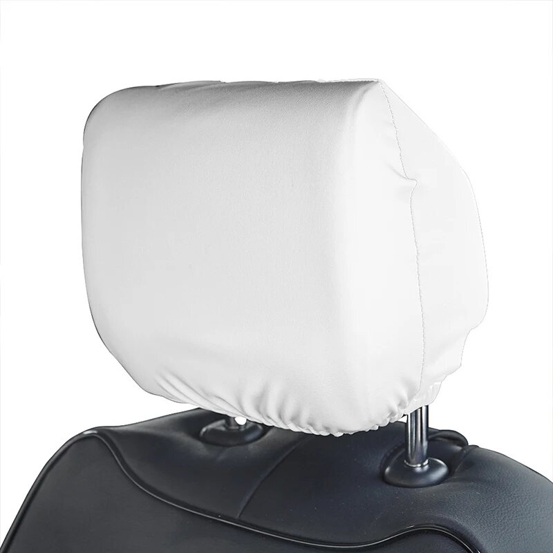Чехол на подголовник автомобильного сиденья универсальная наволочка для автомобильного сиденья с защитой от пыли в стиле Такси черного и белого цветов 2 шт White