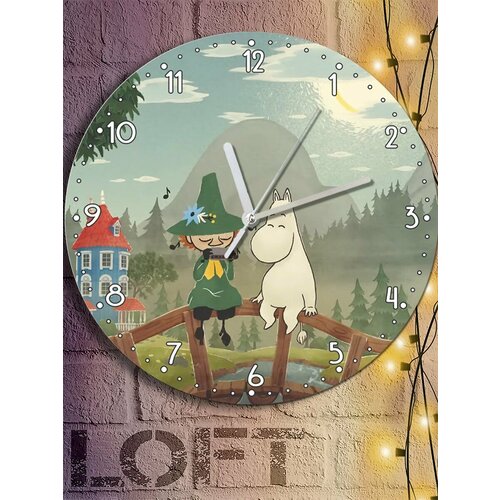 Настенные часы УФ с принтом мультфильм муми тролль moomin снуснумрик фрекен снорк туве янссон - 7312 1340₽