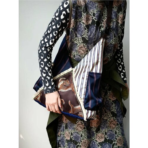 Сумка шоппер House design фактура гладкая белый синий коричневый 6800₽