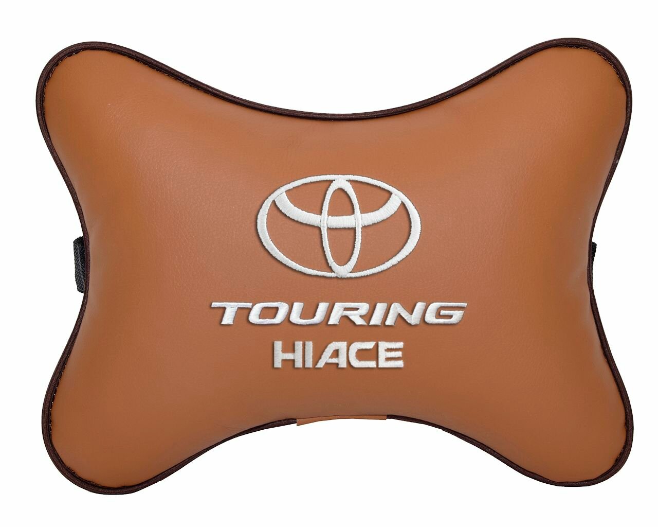 Подушка на подголовник автомобильная рыжая экокожа TOYOTA Touring Hiace
