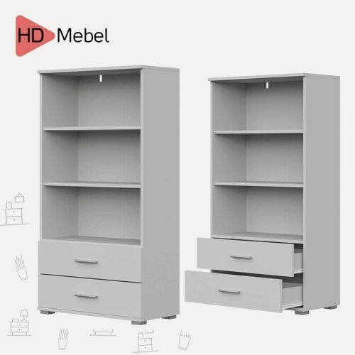 Изображение товара Стеллаж LIKE Белый (СТ-2), ЛДСП, 130х34х69 см, 3 полки, 2 ящика