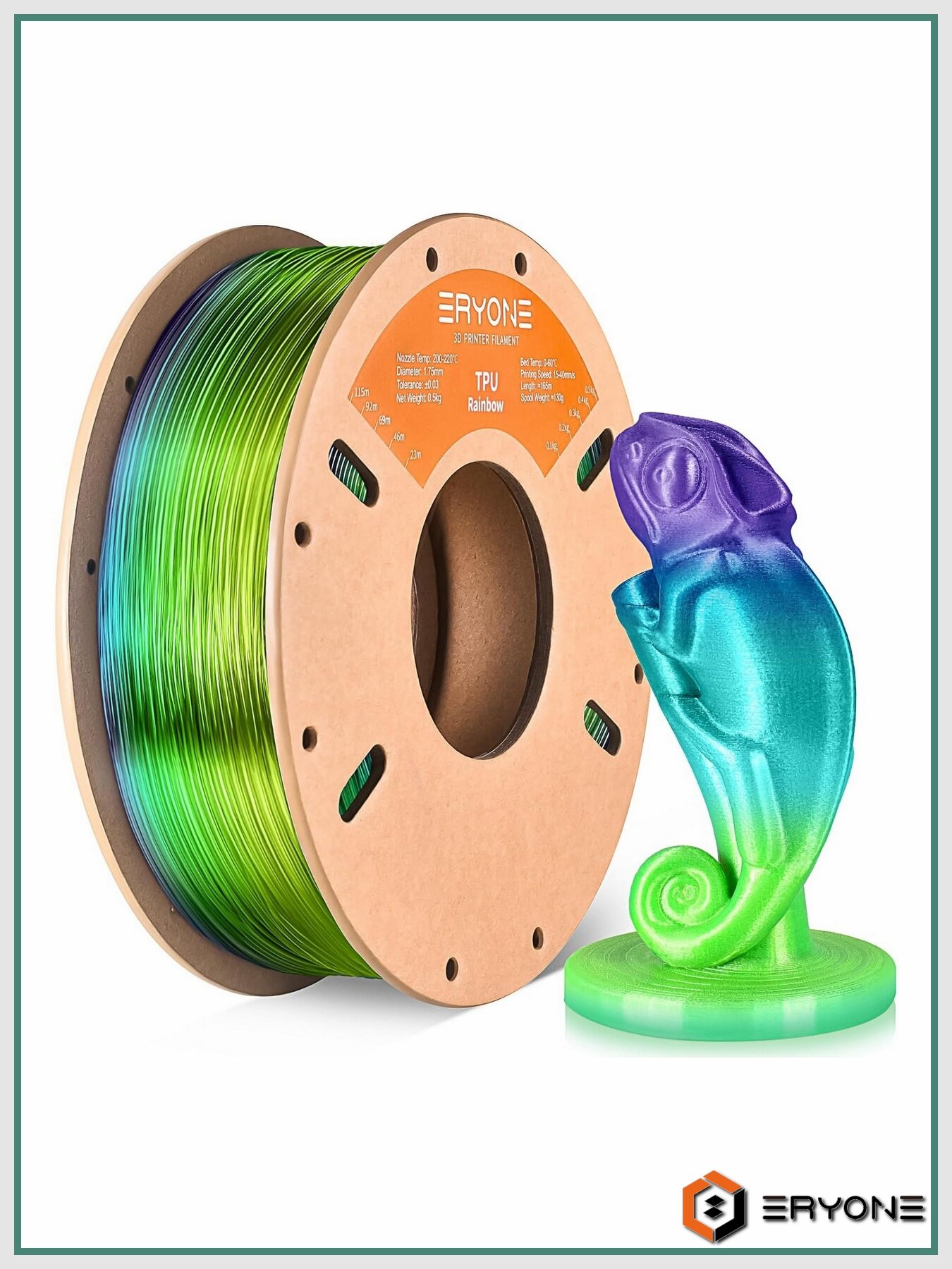 TPU Deep Sea Glass Rainbow 1,75 мм 0,5 кг (Eryone) прозрачный разноцветный