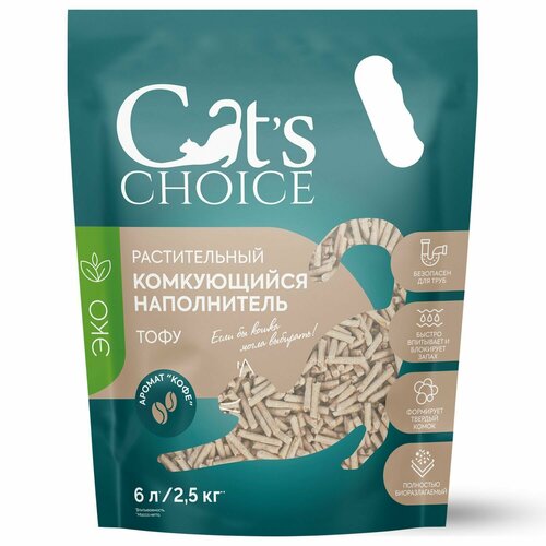Cats Choice растительный комкующийся наполнитель тофу для кошачьих туалетов с ароматом персика - 6 л 1638₽