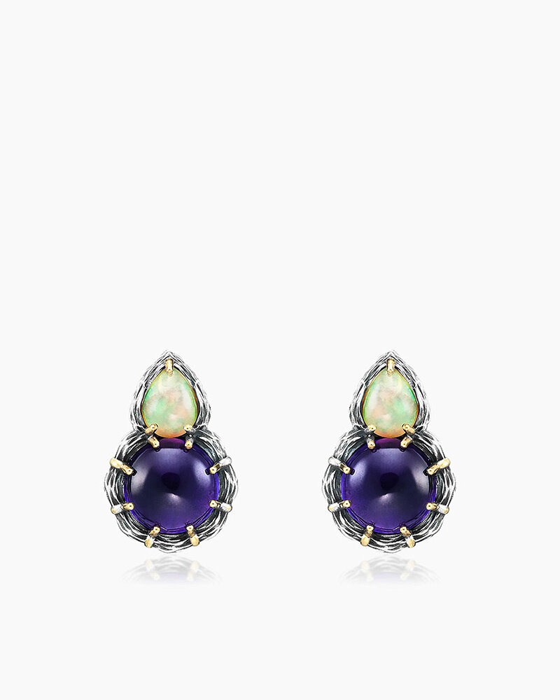 Серьги SARKISSIAN, серебро, 925 проба, аметист, опал, , фиолетовый
