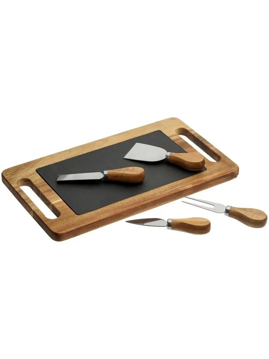 Комплект для подачи сыра из натуральных материалов