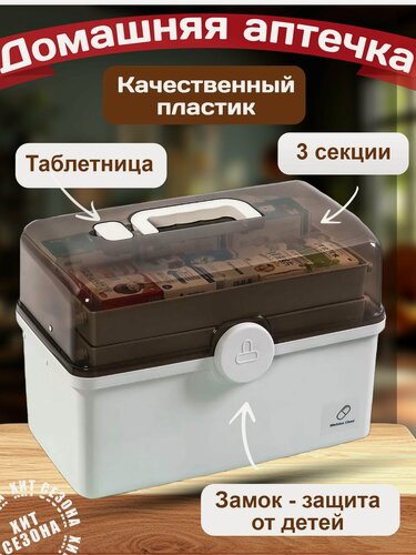 Изображение товара Аптечка домашняя, большая , контейнер для аптечки, органайзер для медикаментов, размер L