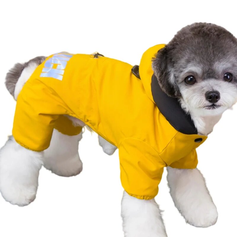 Флисовый водонепроницаемый комбинезон Brother Cat Dog для маленьких собак Желтый, L, yellow print
