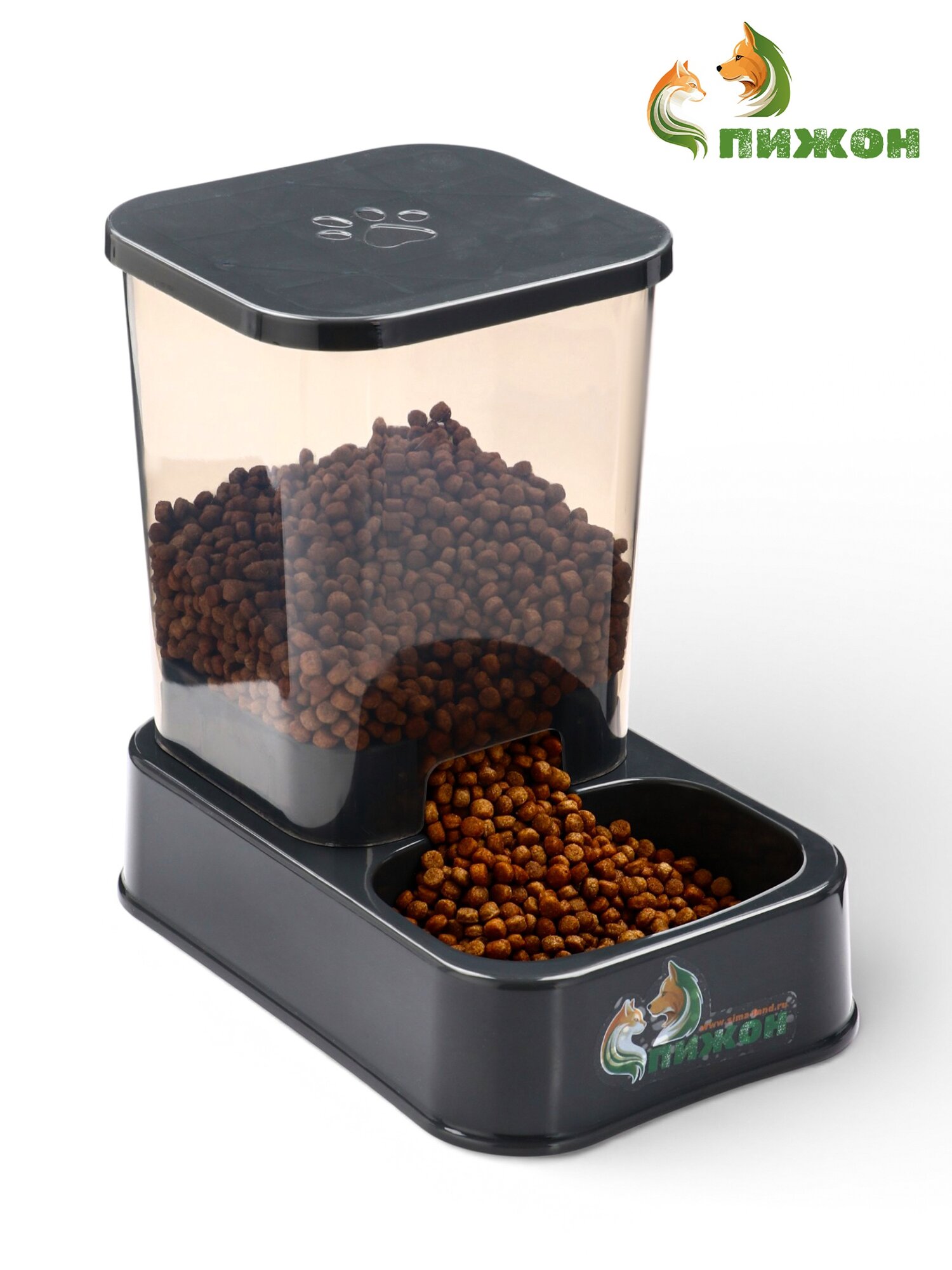 Автокормушка, 1.5 л, нескользящее основание, чёрная