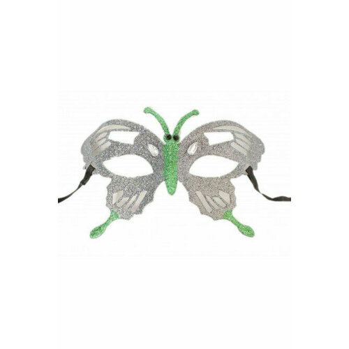 кружевная маска бабочка серебряная 10223 Маска Серебряная Бабочка
