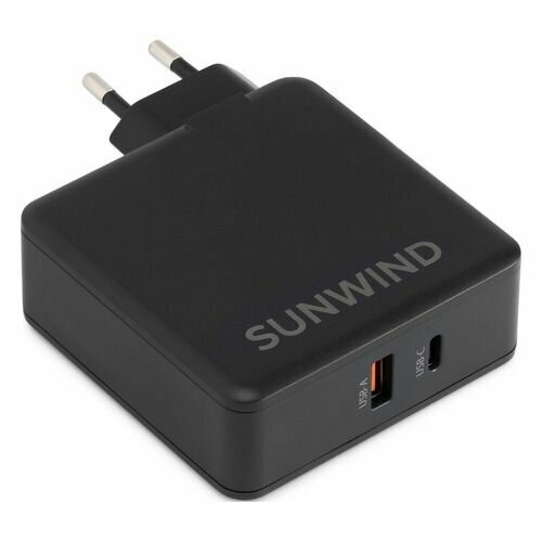 Сетевое зарядное устройство SunWind SWWB6, USB + USB type-C, 65Вт, 3.25A, черный [swwb6h1105bk]