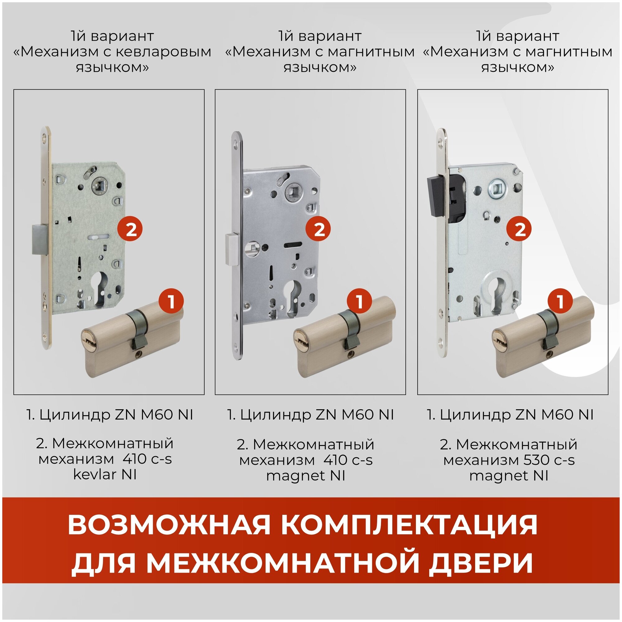 Цилиндровый механизм VETTORE ZN M60 (30*30) в цвете NI (никель) для входных и межкомнатных дверей - фотография № 8