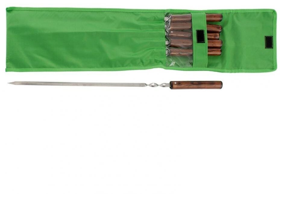 Набор шампуров угловых, 650 мм, с цельной деревянной рукояткой, в чехле, 6 шт., Camping, PALISAD 69681 - фотография № 4