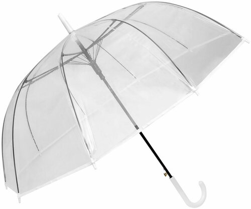 Зонт-трость ROBIN, полуавтомат, купол 93 см, 10 спиц, система «антиветер», прозрачный, для женщин, бесцветный