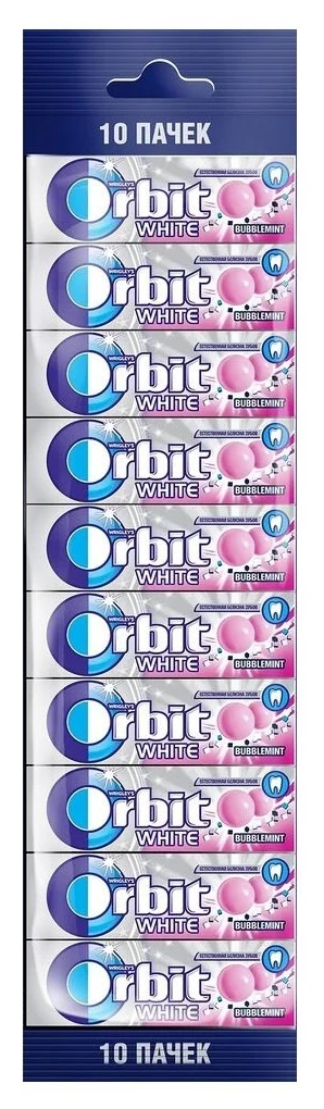 Жевательная резинка ORBIT (Орбит) "Белоснежный" Bubblemint, 10 подушечек, 13,6 г, 46141538 - фотография № 1