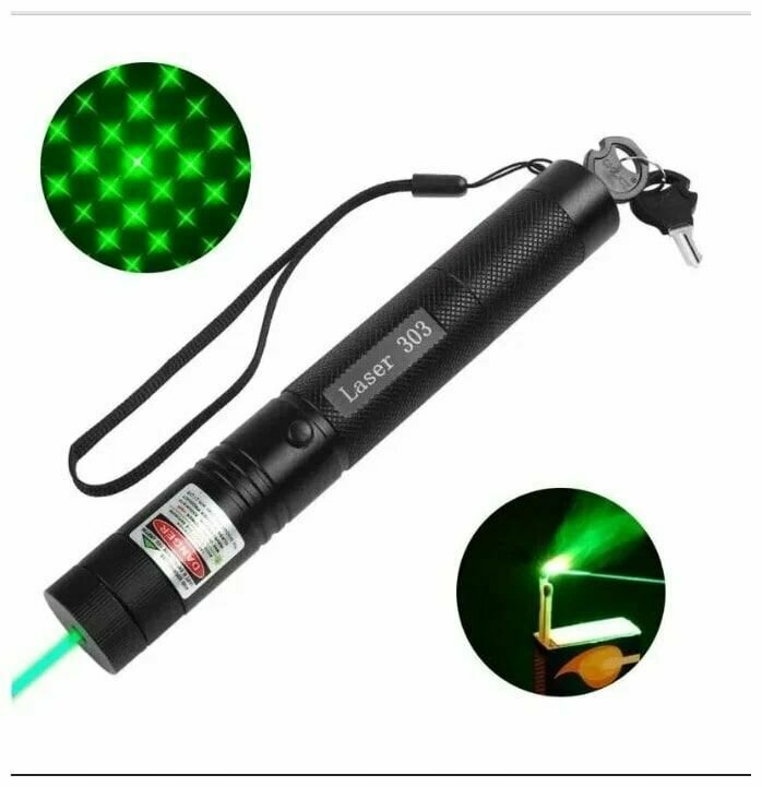 Мощная лазерная указка, Поджигает спичку, зелёный лазер с насадкой звёздное небо - фотография № 7