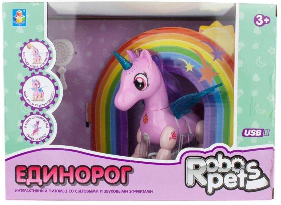 1Toy Интерактивная игрушка Робо Единорог розовый 1toy Т16803