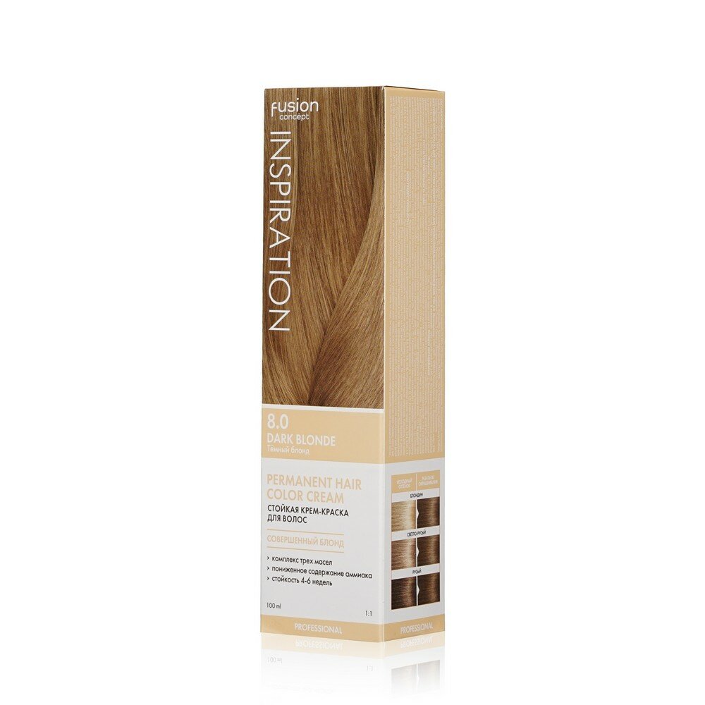 Крем-краска стойкая для волос Concept Fusion 8.0 Fusion Темный блонд Dark Blonde, 100 мл - фото №10