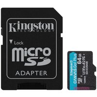 Карта памяти MicroSD 64GB Kingston Class 10 Canvas Go Plus UHS-I U3 V30 A2 170/70 Мб/с + SD адаптер