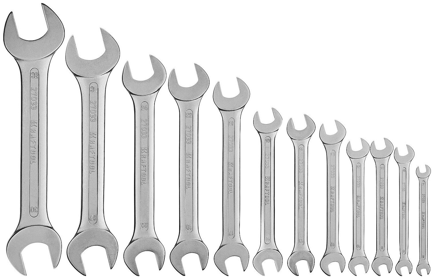 KRAFTOOL 12 шт, 6 - 32 мм, набор рожковых гаечных ключей (27033-H12)