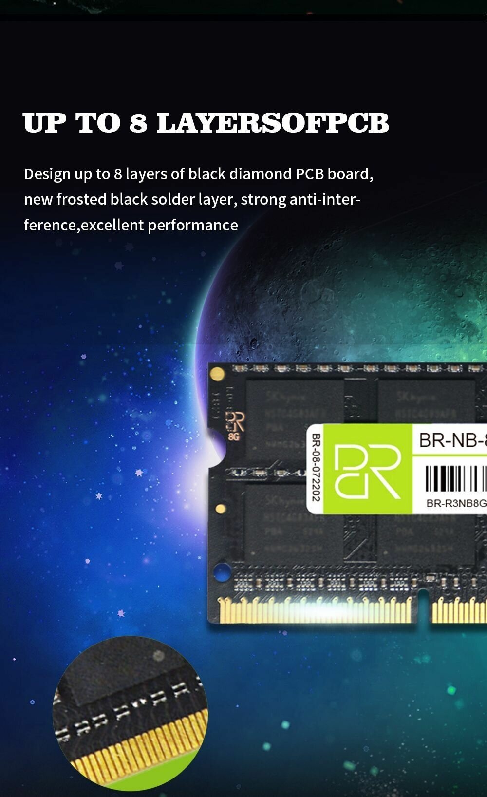 Память для ноутбука 8 ГБ DDR3L SoDIMM 1600МГц BillionReservoir (BR-NB-8G-1600) 16 чипов