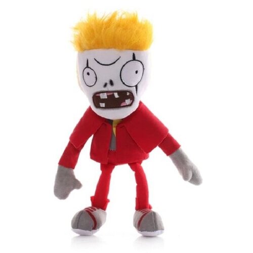 Мягкая игрушка Зомби в красном костюме и желтыми волосами 