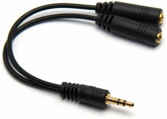 Аудио-сплиттер GSMIN Sound Split разветвитель для двух наушников Mini Jack 3.5 мм (Черный)