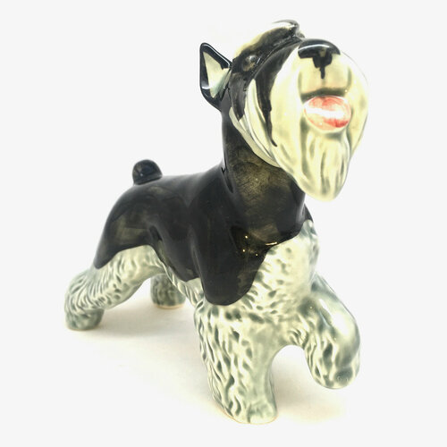 Статуэтка собака фарфоровая шнауцер перец с солью подарок сувенир 1340₽