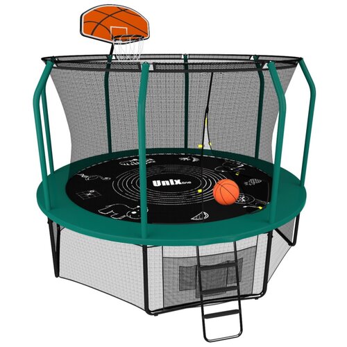 фото Каркасный батут unix line 8ft basketball supreme 244х244х241 см green