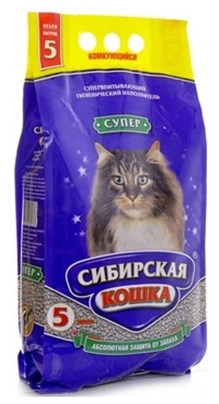 Наполнитель для кошачьих туалетов сибирская кошка Супер, комкующийся (крупные гранулы), 20л - фотография № 2