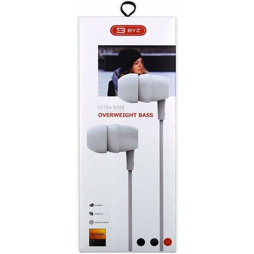Наушники проводные BYZ SE508A вакуумные с микрофоном 12 метра белый 52000₽