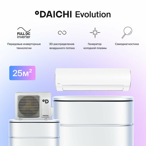 Тепловой насос Daichi EVO25AVQS1R/EVO25FVS1R, для помещений до 25 кв. м.