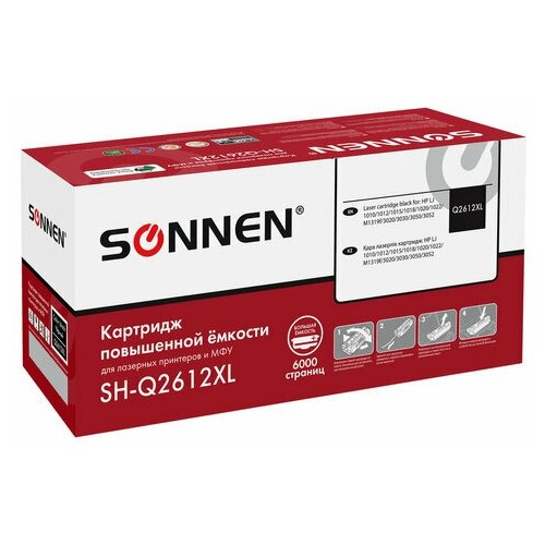 Картридж лазерный SONNEN (SH-Q2612XL) для HP LJ 1010/1012/1015/1018/1020/1022/M1319F/3020/3030/3050/3052, ресурс 6000 стр, 364094 совместимый ракель elp для hp lj 1010 1012 1015 1018 1020 1022 1200 elp wb h1200 1