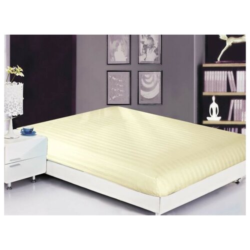 фото Простынь на резинке valtery prc-r-31 / 200 х 200 см / страйп-сатин