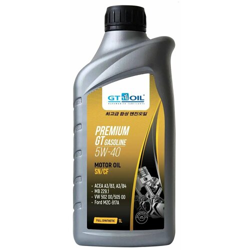 Масло GT OIL Premium GT Gasoline SAE 5W-40 (API SN/CF ACEA A3/B3, A3/B4) синт. (1 л) MB 229.1; VW502.00/505.00; Ford M2C-917А