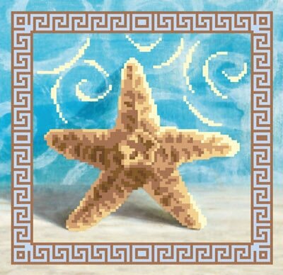 Канва/ткань с рисунком М. П. Студия для вышивания бисером №2 35 см х 40 см Г-025 Морская звезда