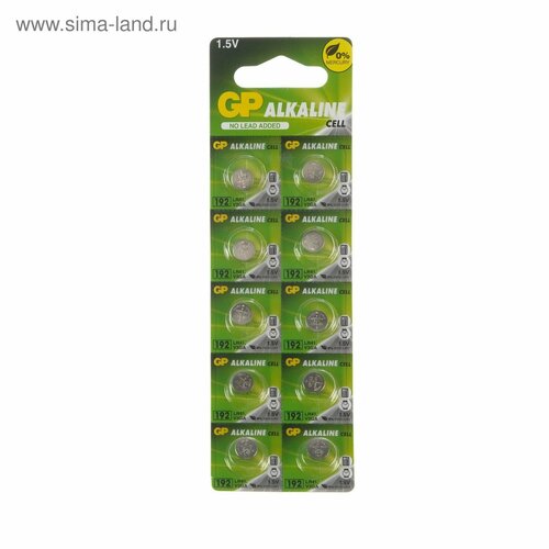 Батарейка алкалиновая, LR41 (G3, V3GA, LR4, 192)-10BL, 1.5В, блистер, 10 шт. батарейка алкалиновая gp lr41 g3 v3ga lr4 192 10bl 1 5в блистер 10 шт gp 4857394