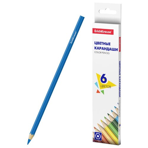 Цветные карандаши Erich Krause шестигранные, Basic, 6 цветов (50528)