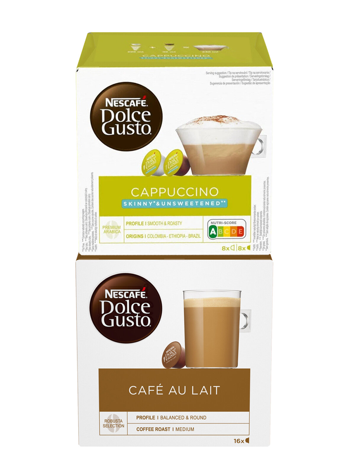 Кофе в капсулах Cafe Au Lait + Cappuccino Nescafe Dolce Gusto набор 2 уп х 16 шт - фотография № 2