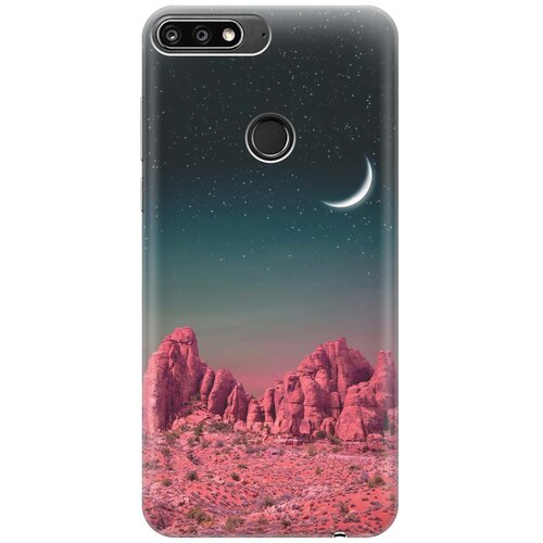 фото Cиликоновый чехол на huawei nova 2 lite / хуавей нова 2 лайт с принтом "месяц над розовыми горами" gosso