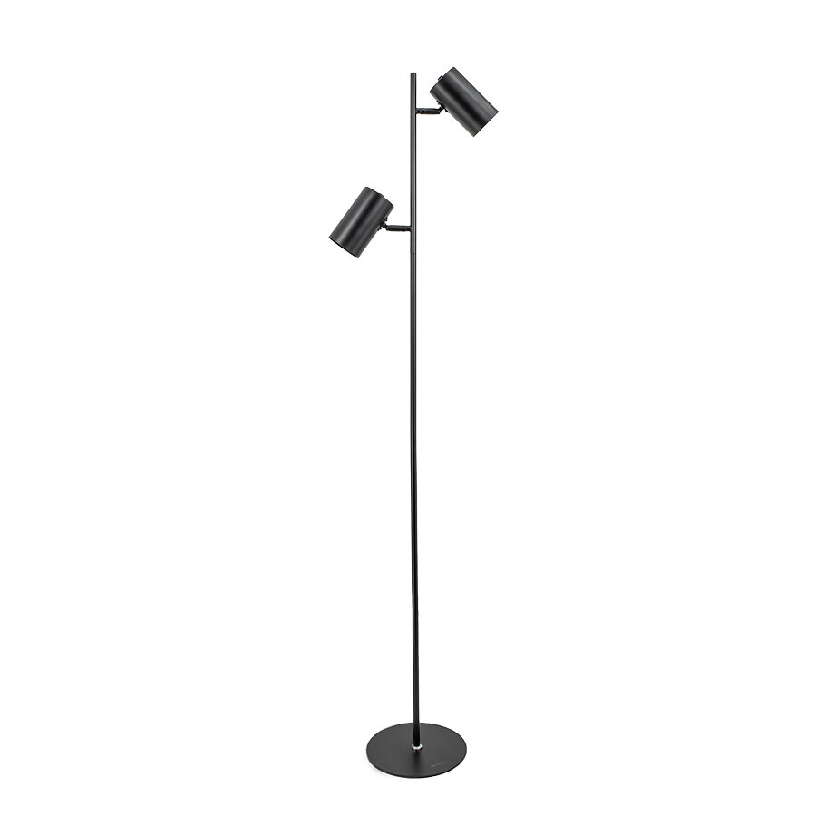 Торшер с двумя лампами напольный металлический Е27 светильник напольный, черный матовый